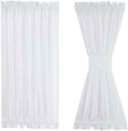 White Lace Panel with Tieback for French Doors and Windows
