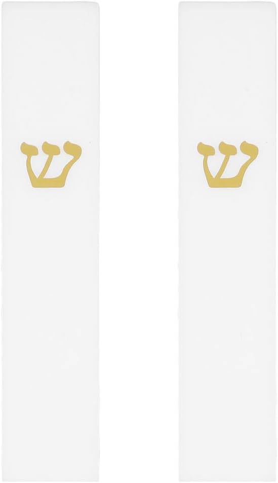 LOGOFUN 2pcs White Resin Mezuzah Case Door Decor