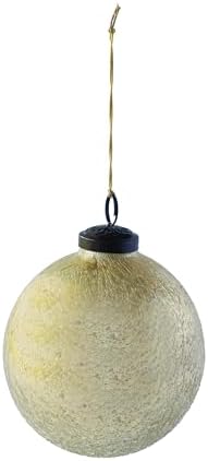 Creative Co Op Round Glass Seeded Ball Ornament Antique Gold Finish