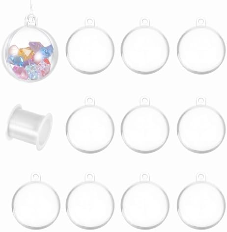 MECCANIXITY 16 Inch Clear Ornament Ball with Wire 10pcs