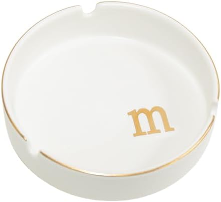 Luxurious Ceramic Ashtray with Gold Edging and Embossed Gold Lettering