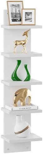 IBUYKE 5 Tier Wall Shelf Unit White Vertical Storage Shelf
