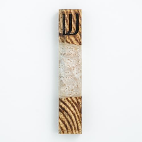 Godinger Wood Resin Mezuzah with Hebrew Shin Symbol