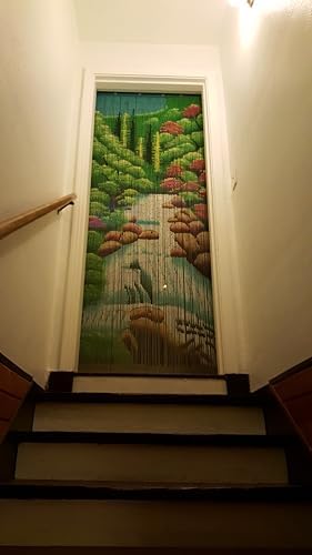 ABeadedCurtain 125 Strand Bamboo Beaded Curtain with Hanging Hardware