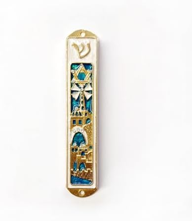 Sacred City Design 5 Inch Green Mezuzah