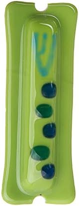 Glass Mezuzah Green Blue Shin Dots Wall Hanging