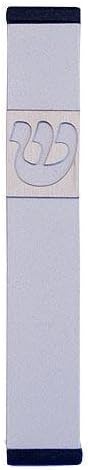 Baltinester Agayof Sharp Mezuzah with Curved Shin Cut-out - Silver