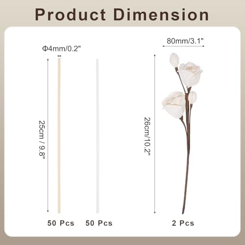 Uxcell 102Pcs Reed Diffuser Sticks Set - White Wood