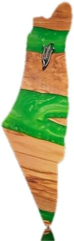 Elegant Olivewood Mezuzah Shaped Like Israel Green