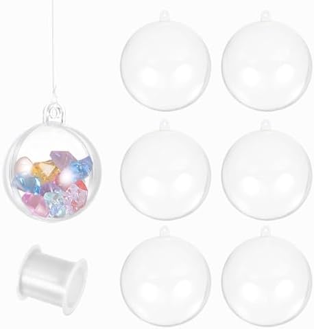 MECCANIXITY 39 Inch Clear Ornament Ball with Wire 6PCS