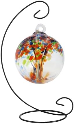 Dale Tiffany Rainbow Tree of Life Gazing Ball 4 Diameter with Hanging Stand