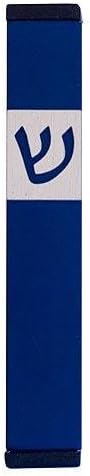 Baltinester Agayof Small Edgy Mezuzah with Shin Blue