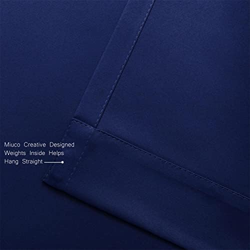 MIUCO 2 Panels Thermal Insulated Window Blackout Curtains Navy Blue