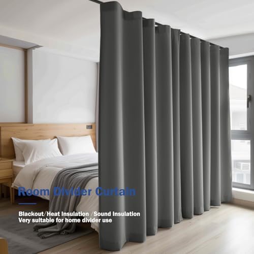 Room Divider Curtains with Hooks 1 Panel Grey