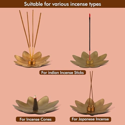 Raajsee Flower Incense Holder Set of 3 Brass Modern