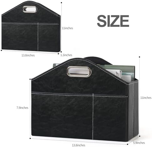 PreTidy Foldable PU Leather Magazine Holder Organizer