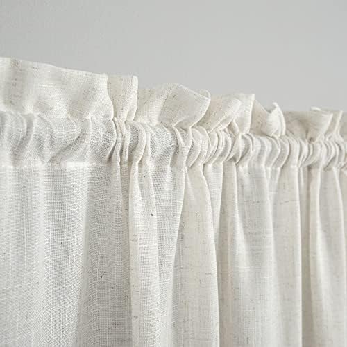 KOUFALL French Door Curtain Linen Blend 25x72 Panel Off WhiteCream Beige