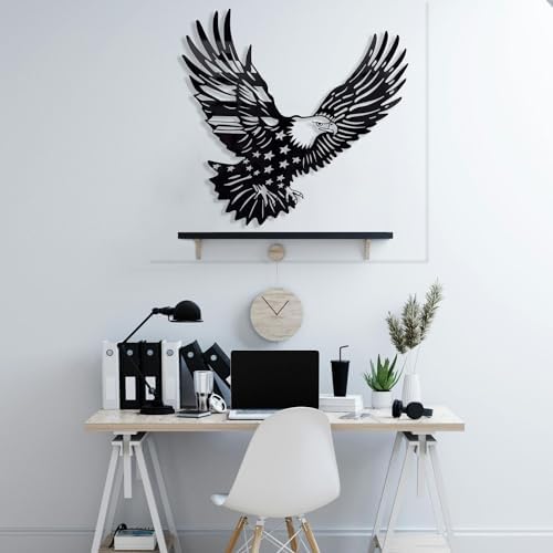 Patriotic Bald Eagle Flag Metal Wall Art 30 Inch