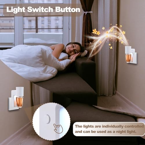 2 Pcs Wall Fragrance Plug In with Night Light and 3-Speed Diffuser