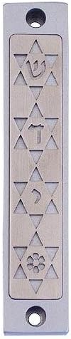 Baltinester Agayof Four Stars of David Cut-out Mezuzah 2x10cm Silver