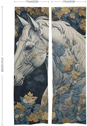 Yellow Horse Noren Door Curtain 34x57 Inches