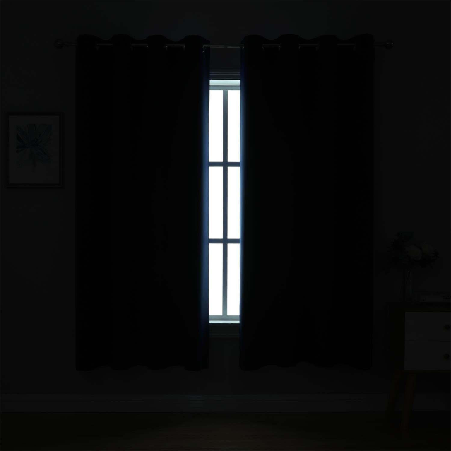 MIUCO 2 Panels Thermal Insulated Window Blackout Curtains Navy Blue
