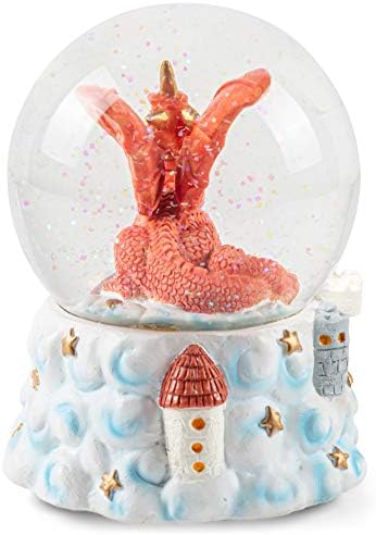 Elanze Designs Red Dragon Unicorn Musical Snow Globe 100MM