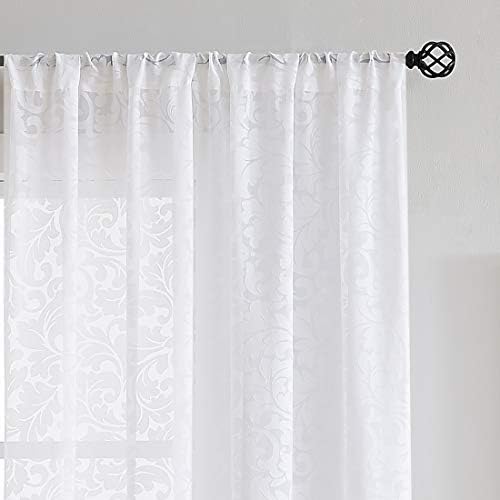 Treatmentex White Sheer Curtain Panels Set 54x84x2
