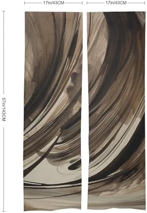 Japanese Noren Door Curtain with Brown Ink Drawing