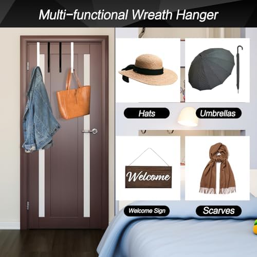 4 Pcs Wreath Hangers for Front Door Metal Garland Hooks