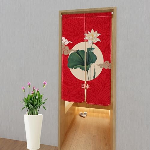 Japanese Style Noren Door Curtain with Lotus Print