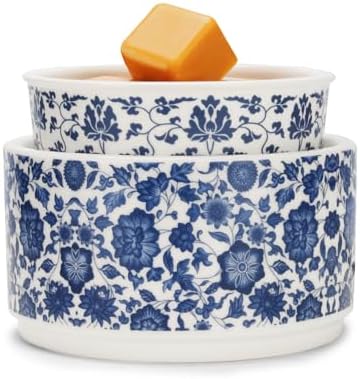 NAFANG Blue White Porcelain Wax Melt Warmer with KD Iron Shelf