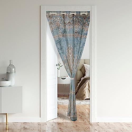 Boho Velvet Door Curtain with Mandala Design