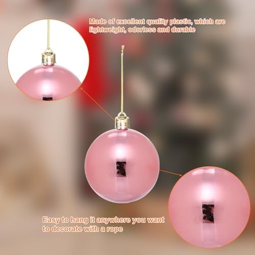 MECCANIXITY 24Pcs Rose Gold Christmas Tree Balls