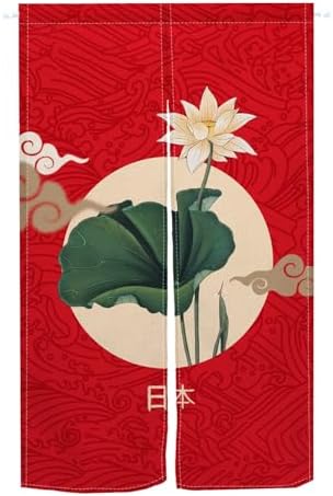 Japanese Style Noren Door Curtain with Lotus Print