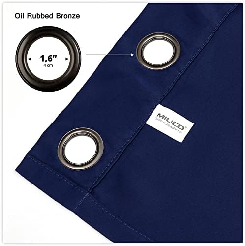 MIUCO 2 Panels Thermal Insulated Window Blackout Curtains Navy Blue