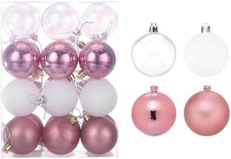 MECCANIXITY 24Pcs Rose Gold Christmas Tree Balls