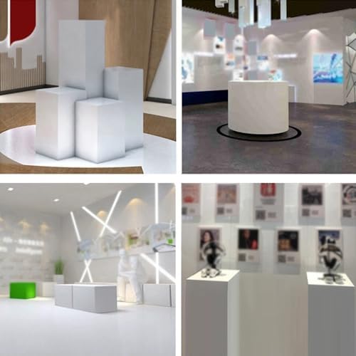 White Rectangle Cube Display Pedestal Stand 236x236x79IN Organizer Shelf