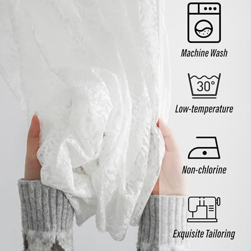 White Lace Panel with Tieback for French Doors and Windows