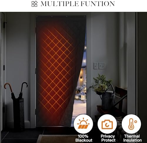 RYB HOME Thermal Insulated Door Curtain Black 1 Pc