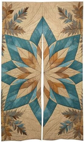 Japanese Noren Leaf Pattern Door Curtain 34x57 Inch Kitchen Partition Drape