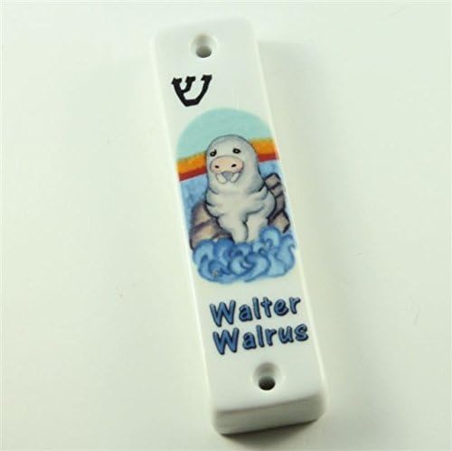 Ceramic Mezuzah Case with Walrus Design for Kids Room