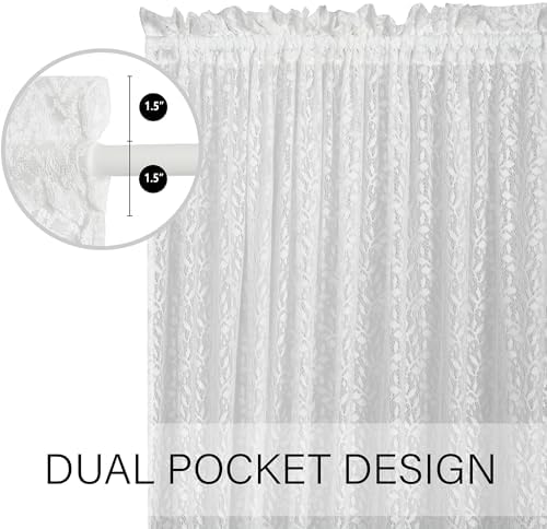 White Lace Panel with Tieback for French Doors and Windows