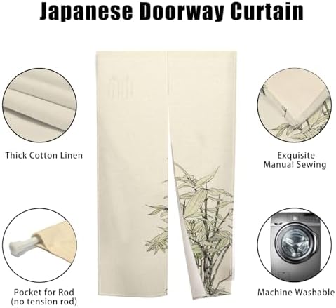 Green Plants Printed Japanese Door Curtain Panel