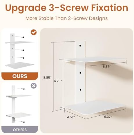 Wawocs 4 Pack Floating Book Shelves Wall Mounted