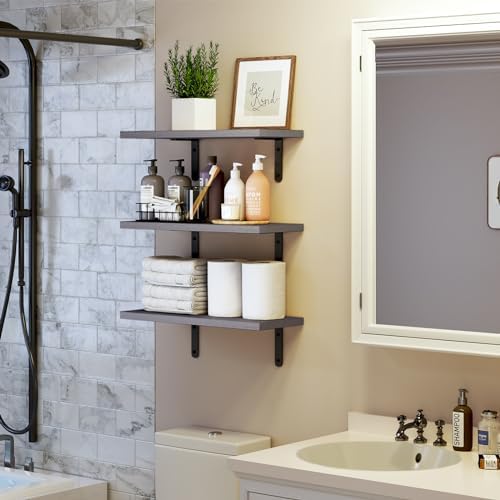 Fixwal Grey Floating Shelves Set of 4 for Wall