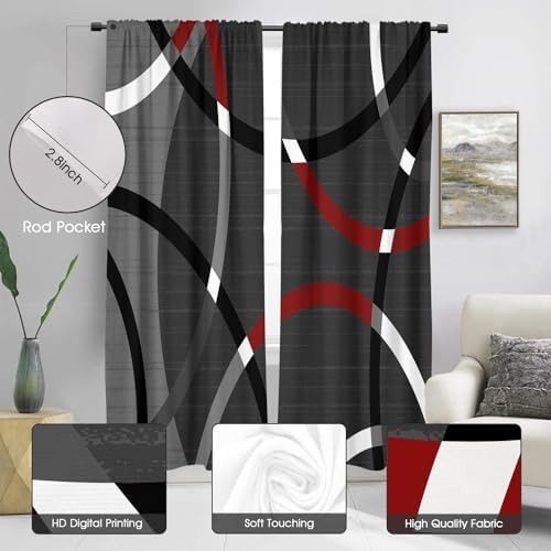Zokyer Modern Geometric Curtain 2 Panels Rod Pocket