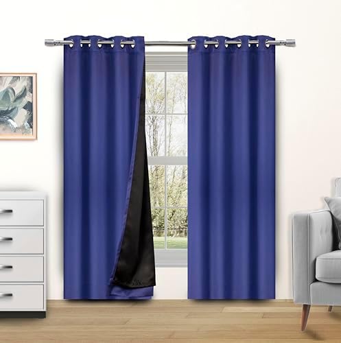 Blackout Curtains for Bedroom and Living Room with Blue 52x84