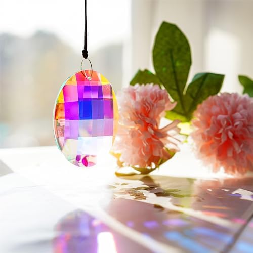 Colorful Oval Drop Crystal Chandelier Feng Shui Suncatcher