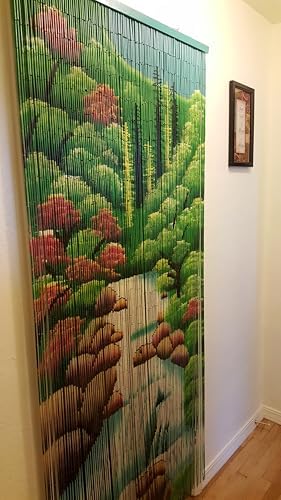 ABeadedCurtain 125 Strand Bamboo Beaded Curtain with Hanging Hardware